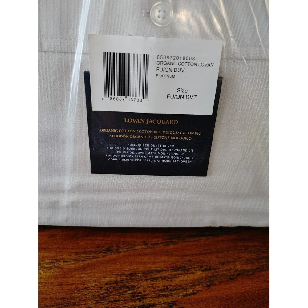 Ralph Lauren Lovan Jacquard Duvet Cover Full/Queen Platinum Organic Cotton NIP